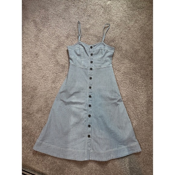Dresses & Skirts - Striped Button Front Sundress Sleeveless Casual Summer Midi Dress